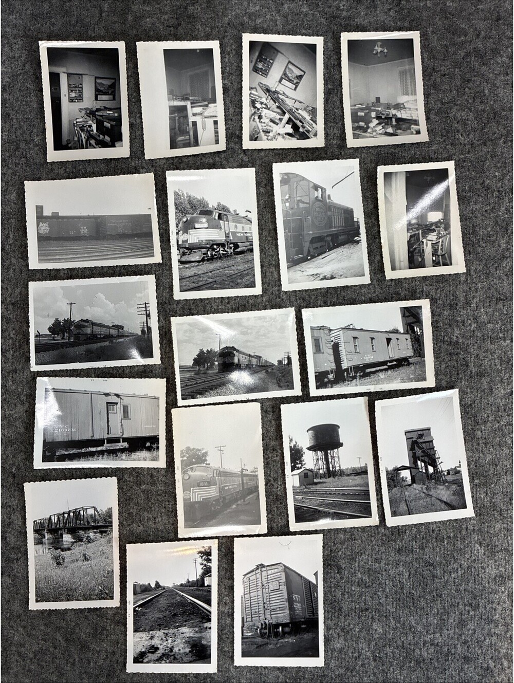 Vtg 1955 New York Central Railroad Photo Lot of 17 NYC E7 Diesels Freight MOW